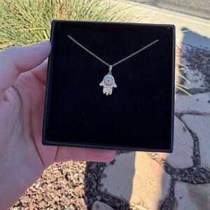 Effy Gold Hamsa Necklace with Diamond Accent